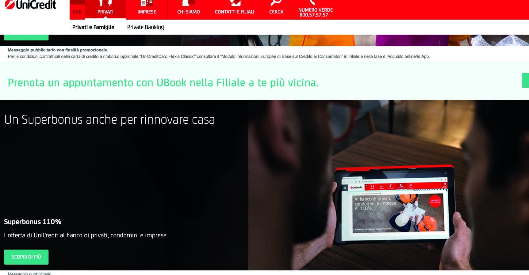 Applicazione web UniCredit dedicata al Superbonus 110 per cento